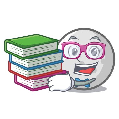 Öğrenci kitap golf topu maskot karikatür vektör çizim ile