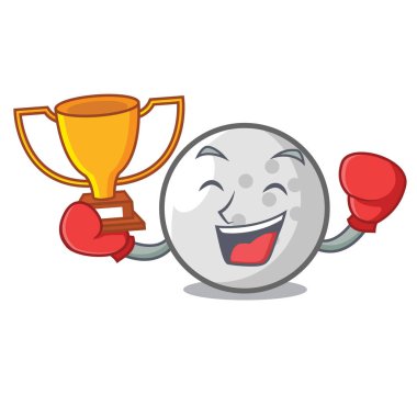 Boks şampiyonu golf topu maskot karikatür vektör çizim