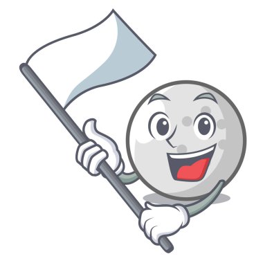 Bayrak golf topu maskot karikatür vektör çizim ile