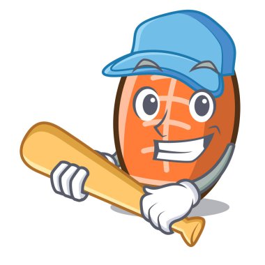 İskambil beyzbol rugby topu karakter karikatür vektör çizim