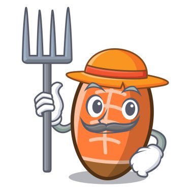 Çiftçi rugby topu karakter karikatür vektör çizim