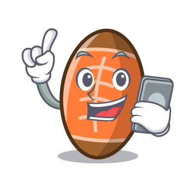 Telefon rugby topu karakter karikatür vektör çizim ile