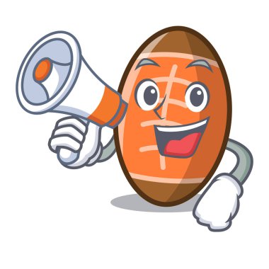 Megafon rugby topu karakter karikatür vektör çizim ile