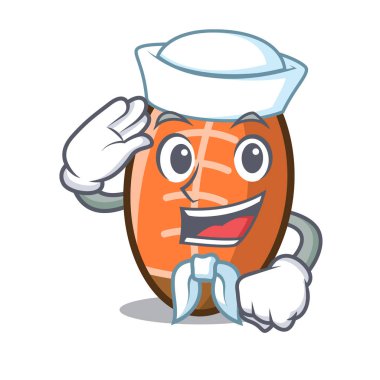 Denizci rugby topu karakter karikatür vektör çizim