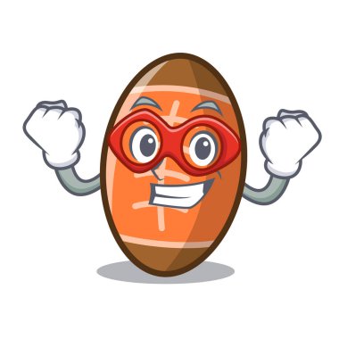 Süper kahraman rugby topu karakter karikatür vektör çizim