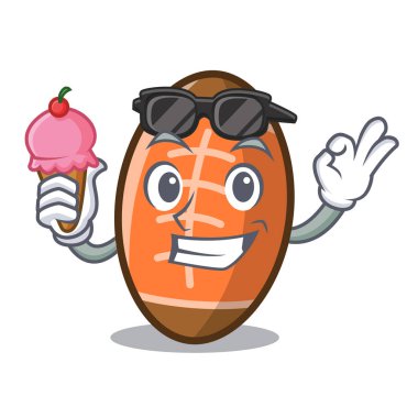 Dondurma rugby topu karakter karikatür vektör çizim ile