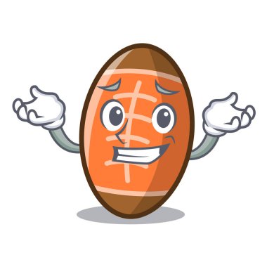 Sırıtan rugby topu karakter karikatür vektör çizim