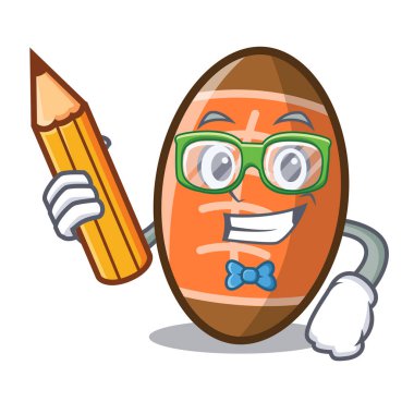Öğrenci rugby topu karakter karikatür vektör çizim