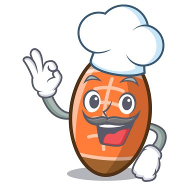 Şef rugby topu karakter karikatür vektör çizim