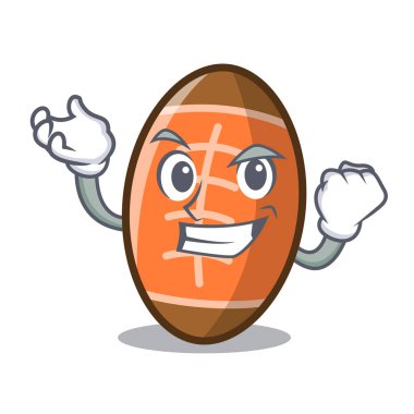 Başarılı rugby topu karakter karikatür vektör çizim