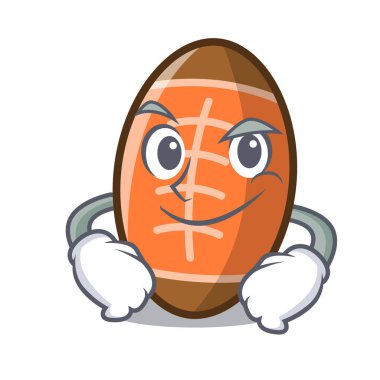 Smirking rugby topu karakter karikatür vektör çizim