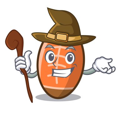 Cadı rugby topu maskot karikatür vektör çizim