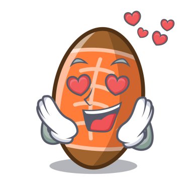 Aşk rugby topu maskot karikatür vektör çizim içinde