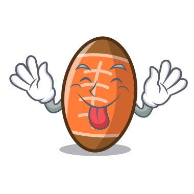 Rugby topu maskot karikatür vektör çizim dil