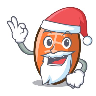 Santa rugby topu maskot karikatür vektör çizim
