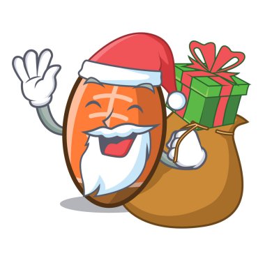 Noel Baba hediye rugby topu maskot karikatür vektör çizim ile