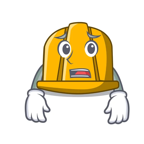 Medo Capacete Construção Mascote Cartoon Vetor Ilustração — Vetor de Stock