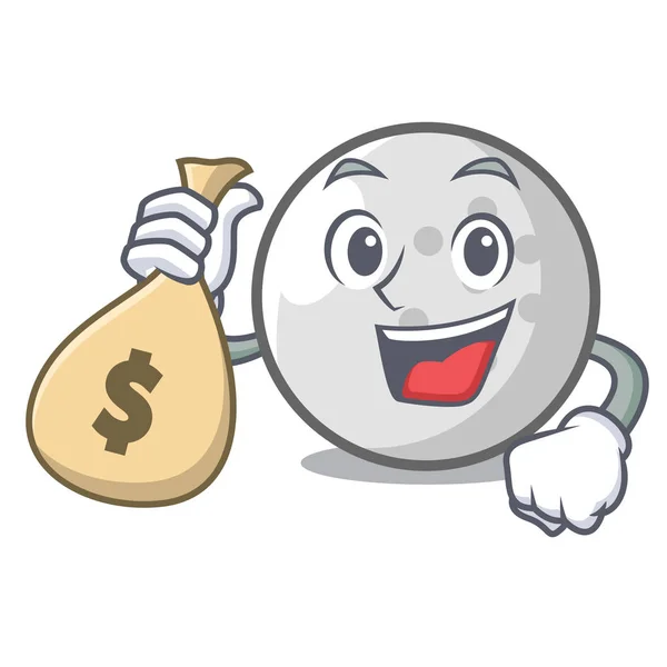 Com Dinheiro Saco Bola Golfe Personagem Desenho Animado Vetor Ilustração — Vetor de Stock