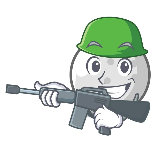 Armee Golf Ball Charakter Cartoon Vektor Illustration — Stockvektor