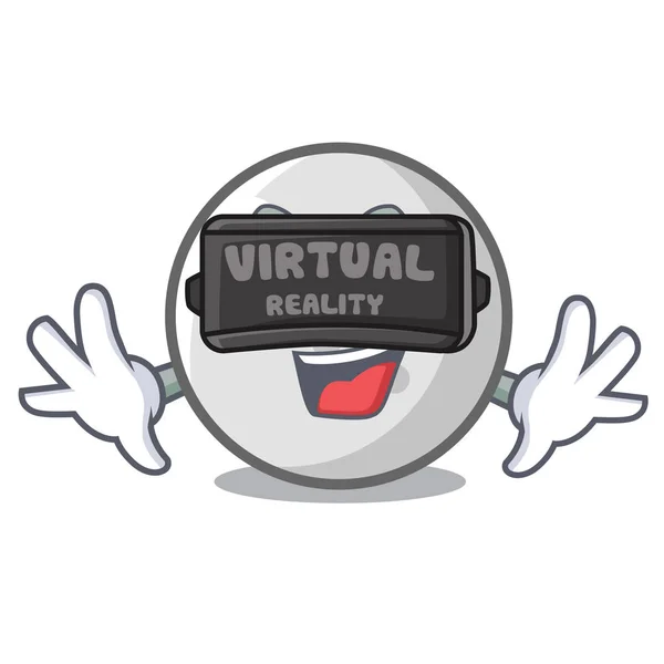 Virtuální Realita Golf Ball Maskot Kreslené Vektorové Ilustrace — Stockový vektor