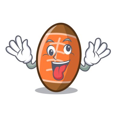 Deli rugby topu maskot karikatür vektör çizim