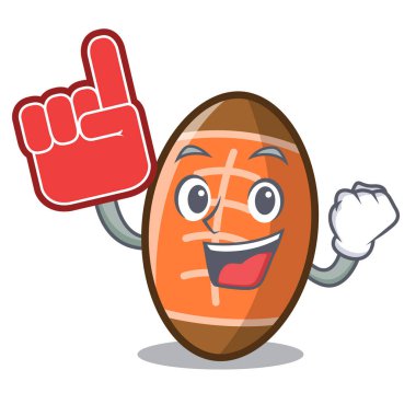 Köpük parmak rugby topu maskot karikatür vektör çizim