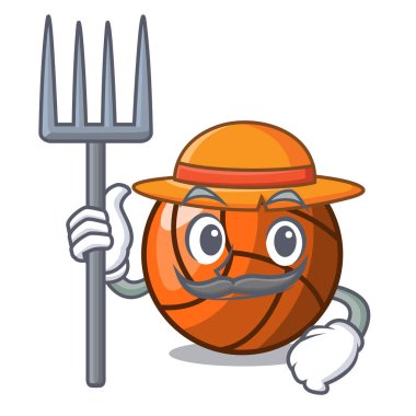 Çiftçi voleybol karakter karikatür tarzı vektör halat