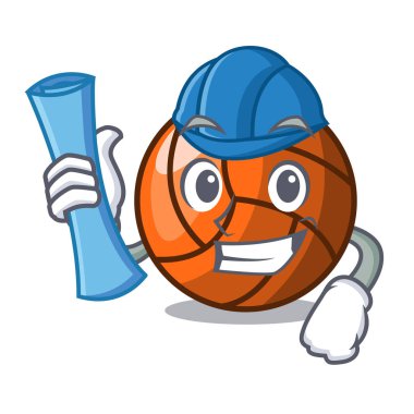 Mimar voleybol karakter karikatür tarzı vektör halat