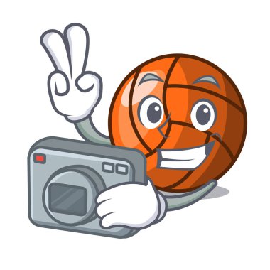 Fotoğrafçı voleybol maskot karikatür tarzı vektör halat