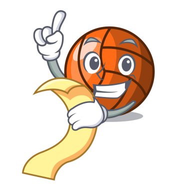 Menü voleybol maskot karikatür tarzı vektör halat ile