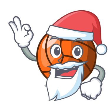 Santa voleybol maskot karikatür tarzı vektör halat