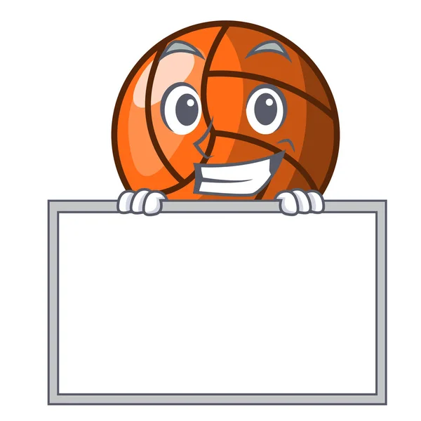 Sonriendo Con Tablero Voleibol Personaje Dibujos Animados Estilo Vector Ilustración — Vector de stock