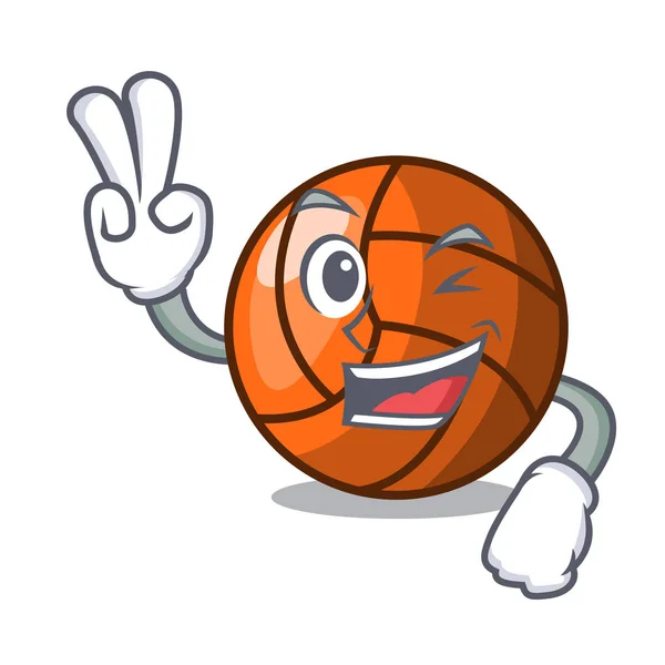 Två Finger Volleyboll Karaktär Tecknad Stil Vektor Ilustration — Stock vektor