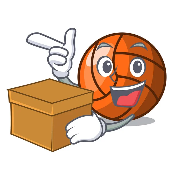 Con Caja Voleibol Personaje Dibujos Animados Estilo Vectorial Ilustración — Vector de stock