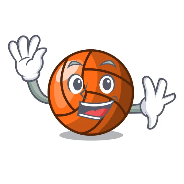 Waving Volleyball Character Cartoon Style Vector Ilustration — Stock Vector