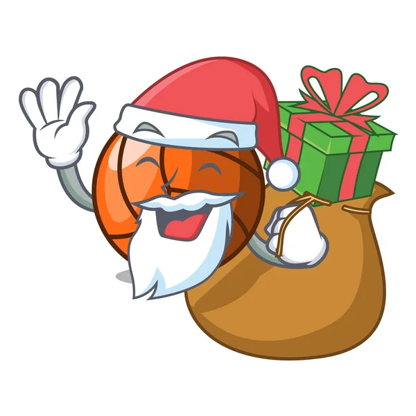 Noel Baba hediye voleybol maskot karikatür tarzı vektör halat ile