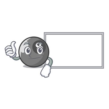 Başparmak yukarıya kurulu bilardo topu karakter karikatür ile