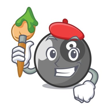 Sanatçı bilardo topu karakter karikatür