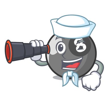 Denizci dürbün bilardo topu maskot karikatür ile