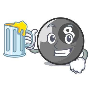 Suyu bilardo topu maskot karikatür ile