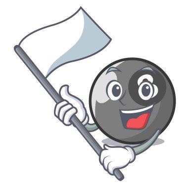 Bayrak bilardo topu maskot karikatür ile