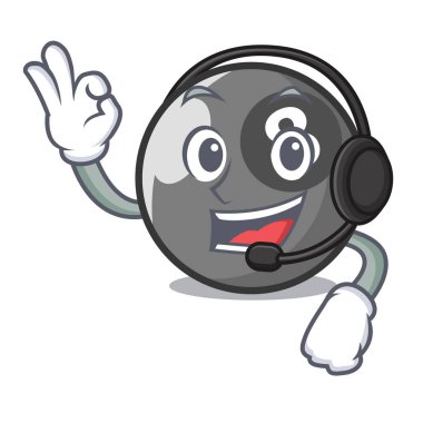 Kulaklık bilardo topu maskot karikatür ile
