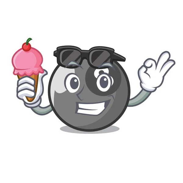 Con helado bola de billar personaje de dibujos animados — Vector de stock