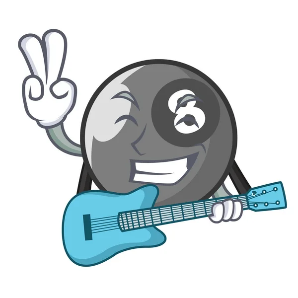Con chitarra biliardo palla mascotte cartone animato — Vettoriale Stock
