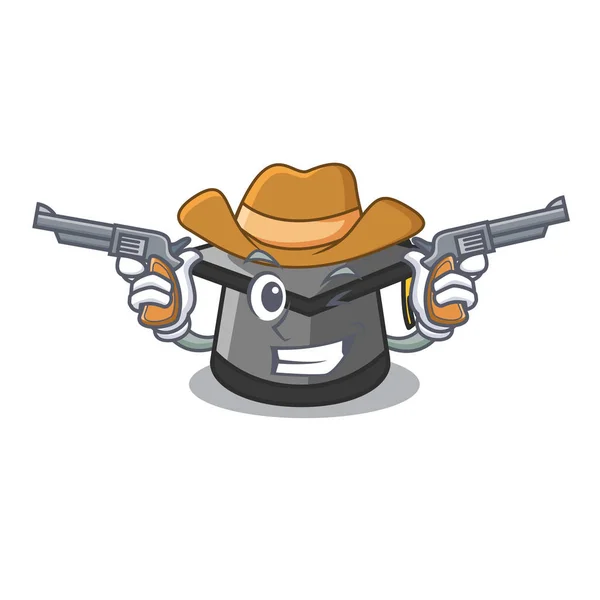Cowboy Abschluss Hut Charakter Cartoon Vektor Illustration — Stockvektor