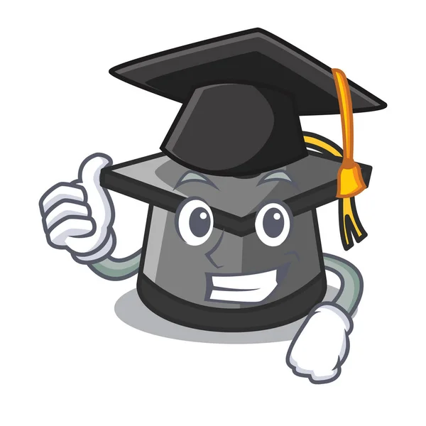 Graduación Sombrero Graduación Personaje Dibujo Animado Vector Ilustración — Vector de stock