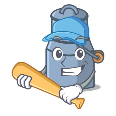 Süt beyzbol oynayan karikatür karakter