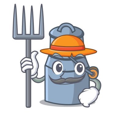 Çiftçi süt karikatür karakter