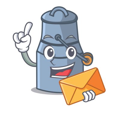 Zarf ile süt karikatür karakter