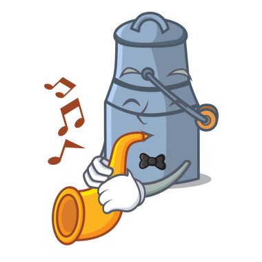 Maskot karikatür trompet süt ile olabilir
